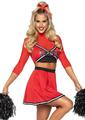 Load image into Gallery viewer, Leg Avenue Varsity Babe Set Crop Top with Cheer Logo, Pleated Skirt, and Pom Poms
