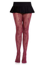 Load image into Gallery viewer, Leg Avenue Worship Me Cross Net Tights
