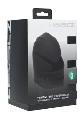 Levelz Adjustable Vibrating Silicone Rechargeable Penis Head Stimulator - Black