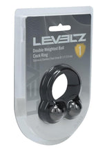 Load image into Gallery viewer, Levelz Liquid Silicone Double Weighted Ball Cock Ring - Black
