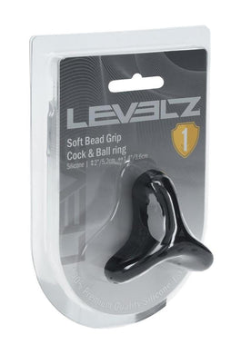 Levelz Soft Bead Grip Silicone Cock and Ball Ring - Black