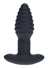 Load image into Gallery viewer, Levelz Vibrating and Rotating Ribbed Silicone Rechargeable Anal Plug with Remote Control - Black
