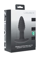 Load image into Gallery viewer, Levelz Vibrating and Rotating Ribbed Silicone Rechargeable Anal Plug with Remote Control - Black
