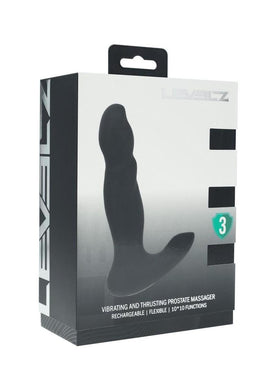 Levelz Vibrating and Thrusting Silicone Rechargeable Prostate Massager - Black