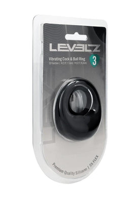 Levelz Vibrating Liquid Silicone Rechargeable Cock and Ball Ring - Black