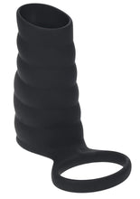 Load image into Gallery viewer, Levelz Vibrating Ribbed Silicone Cock Sleeve and Ball Ring - Black
