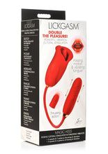 Load image into Gallery viewer, Lickgasm Magic Kiss Kissing Rechargeable Silicone Clitoral Stimulator with Thrusting Vibrator - Red
