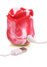 Load image into Gallery viewer, Lickgasm Sweet Kiss Kissing and Vibrating Rechargeable Silicone Clitoral Stimulator - Red/White Swirl
