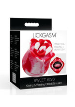 Load image into Gallery viewer, Lickgasm Sweet Kiss Kissing and Vibrating Rechargeable Silicone Clitoral Stimulator - Red/White Swirl - Red/White
