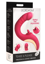 Load image into Gallery viewer, Lickgasm Tease and Please Rechargeable Silicone Thrusting Andamp; Licking Vibrator - Pink
