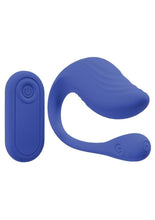 Load image into Gallery viewer, Loveline Velvet G-Spot 10 Function Rechargeable Silicone Vibrator with Remote Control - Blue
