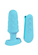 Load image into Gallery viewer, Loveline Velvet Rechargeable Silicone Vibrating Plug with Remote Control - Blue
