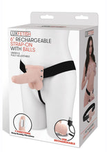 Load image into Gallery viewer, Lux Fetish Rechargeable Strap-On with Balls - Vanilla - One Size - 6in
