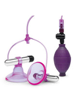 Load image into Gallery viewer, Lux Fetish Vibrating Nipple Suckers with Quick Release - Purple/Silver
