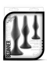 Load image into Gallery viewer, Luxe Beginner Silicone Butt Plug Kit 3 Sizes 3 Sizes - Black

