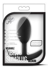 Load image into Gallery viewer, Luxe Wearable Vibra Slim Plug Silicone Butt Plug - Black - Medium
