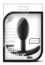 Load image into Gallery viewer, Luxe Wearable Vibra Slim Plug Silicone Butt Plug - Black - Small
