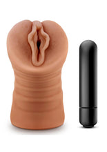 Load image into Gallery viewer, M For Men Sofia Vibrating Masturbator with Bullet - Pussy - Brown/Caramel
