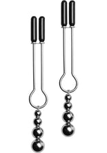 Load image into Gallery viewer, Master Series Adorn Triple Bead Nipple Clamp - Black/Metal - Set
