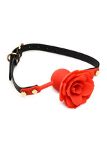 Load image into Gallery viewer, Master Series Blossom Gag Silicone Rose Gag - Black/Red
