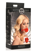 Load image into Gallery viewer, Master Series Blossom Gag Silicone Rose Gag - Black/Red
