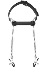 Load image into Gallery viewer, Master Series Equine Silicone Bit Gag with Nipple Clamps - Black
