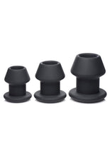 Load image into Gallery viewer, Master Series Gape-Grommets Hollow Silicone Anal Dilator - Black - 3 Pieces/Set
