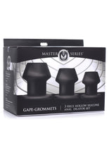 Load image into Gallery viewer, Master Series Gape-Grommets Hollow Silicone Anal Dilator - Black - 3 Pieces/Set
