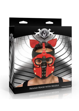 Master Series Hound Hood with Muzzle - Black/Red