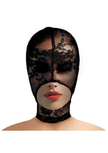 Load image into Gallery viewer, Master Series Lace Seduction Lace Bondage Hood - Black - One Size
