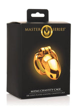 Load image into Gallery viewer, Master Series Midas 18k Gold-Plated Locking Chastity Cage - Gold
