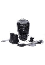 Load image into Gallery viewer, Master Series Muzzled Universal BDSM Hood with Removable Muzzle - Black
