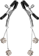 Load image into Gallery viewer, Master Series Ornament Adjustable Nipple Clamps W/ Jewel Accents - Black/Clear
