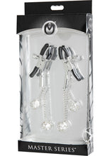 Load image into Gallery viewer, Master Series Ornament Adjustable Nipple Clamps W/ Jewel Accents - Black/Clear
