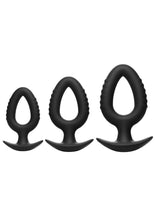 Load image into Gallery viewer, Master Series Pop Plugs Hollow Silicone Anal Trainer - Black - 3 Piece/Set
