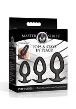 Load image into Gallery viewer, Master Series Pop Plugs Hollow Silicone Anal Trainer - Black - 3 Piece/Set
