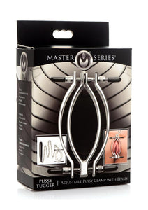 Master Series Pussy Tugger Adjustable Pussy Clamp with Leash - Silver