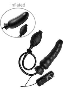 Master Series Ravage Vibrating Inflatable 7.5in Dildo - Black