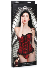 Load image into Gallery viewer, Master Series Scarlet Seduction Lace-Up Corset and Thong - Black/Red - Large/One Size
