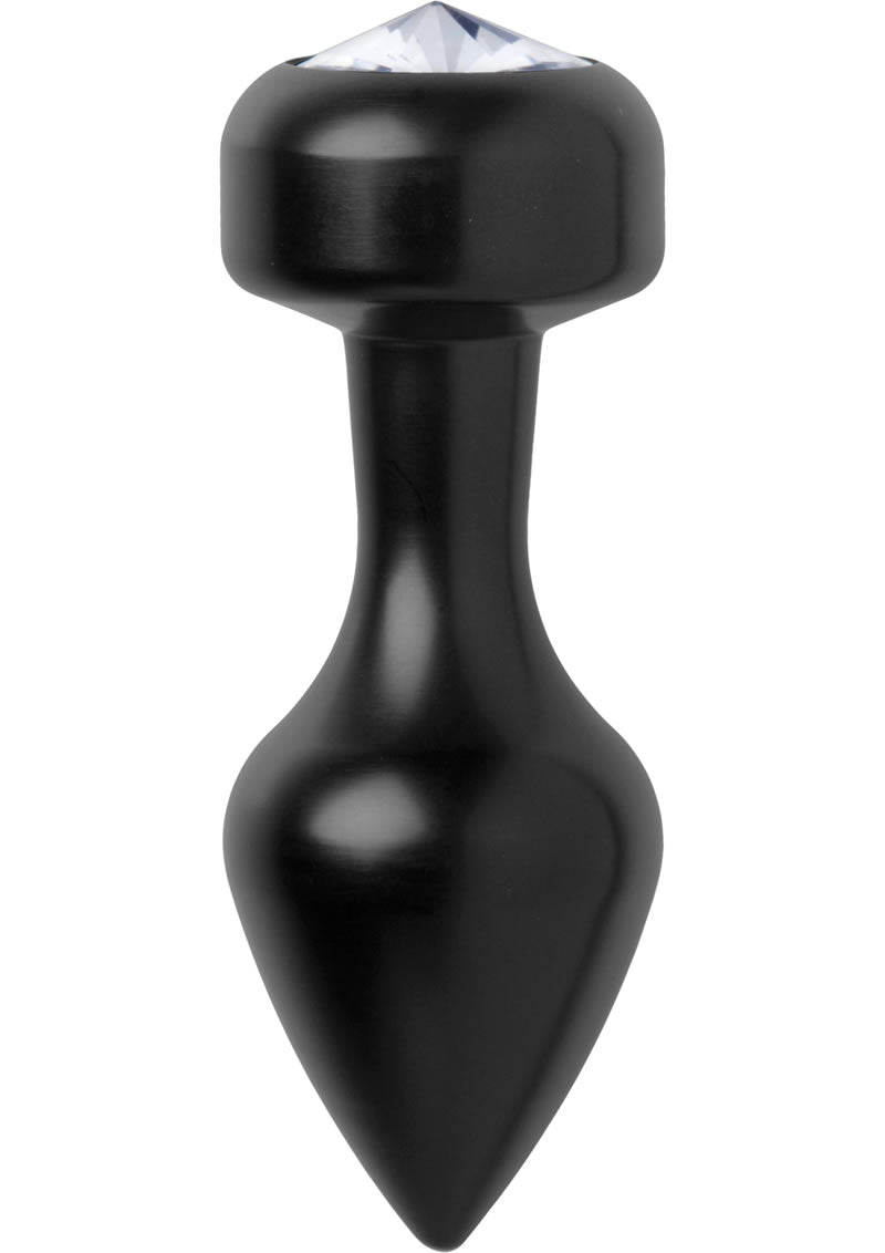 Master Series Spade Petite Jewel Aluminum Anal Plug - Black/Metal