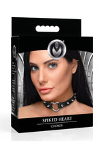 Load image into Gallery viewer, Master Series Spiked Heart Choker - Black/Metal
