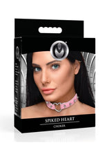 Load image into Gallery viewer, Master Series Spiked Heart Choker - Metal/Pink
