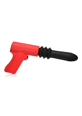 Master Series Thrusting Pistola Rechargeable Silicone Vibrator - Black/Red