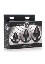 Load image into Gallery viewer, Master Series Triple Spades 3 Piece Anal Plug - Black - Set
