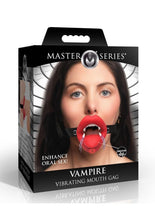 Load image into Gallery viewer, Master Series Vampire Vibrating Rechargeable Silicone Mouth Gag - Red
