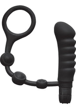 Load image into Gallery viewer, My Cock Ring Silicone Cock Ring with Vibrating Ass Pleaser Butt Plug - Black
