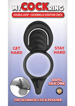 Load image into Gallery viewer, My Cockring Double Loop Silicone Cock Ring and Scrotum Cinch - Black
