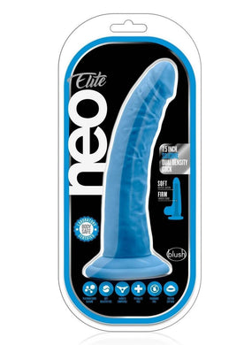 Neo Elite Silicone Dual Density Cock - Blue/Neon Blue - 7.5in