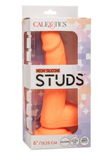Load image into Gallery viewer, Neon Silicone Studs Dildo - Orange - 6in
