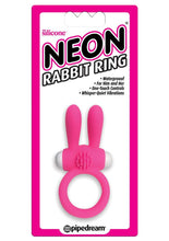 Load image into Gallery viewer, Neon Silicone Vibrating Rabbit Ring - Pink/White
